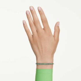 Pulseras Matrix Tennis de corte redondo, verde, chapada en rutenio