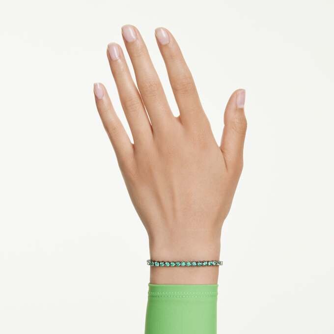 Pulseras Matrix Tennis de corte redondo, verde, chapada en rutenio Pulseras Matrix Tennis de corte redondo, verde, chapada en rutenio