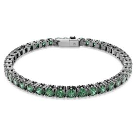 Pulseras Matrix Tennis de corte redondo, verde, chapada en rutenio