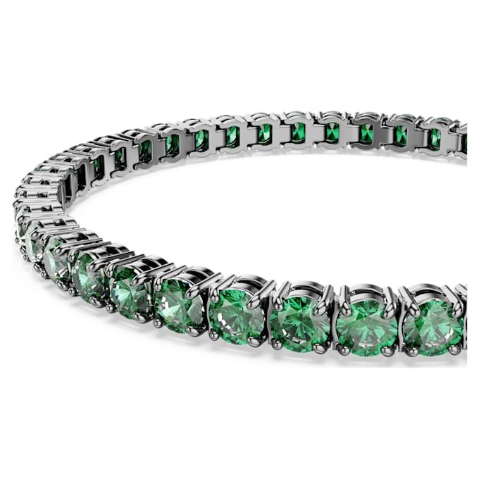Pulseras Matrix Tennis de corte redondo, verde, chapada en rutenio Pulseras Matrix Tennis de corte redondo, verde, chapada en rutenio
