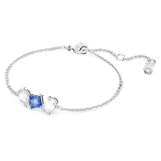 Pulseras Mesmera con cortes mixtos, azul, chapada en rodio Pulseras Mesmera con cortes mixtos, azul, chapada en rodio