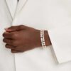 Pulseras Mesmera con cortes mixtos, blancas, chapadas en tono dorado