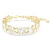 Pulseras Mesmera con cortes mixtos, blancas, chapadas en tono dorado