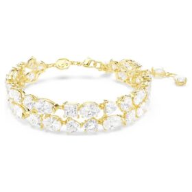 Pulseras Mesmera con cortes mixtos, blancas, chapadas en tono dorado