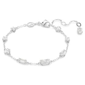 Pulseras Mesmera con cortes mixtos, diseño disperso, blanca, chapada en rodio