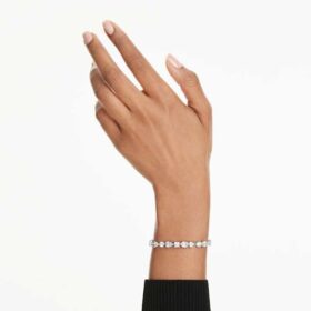 Pulseras Mesmera con cortes variados, blancas, chapadas en rodio