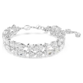 Pulseras Mesmera con cortes variados, blancas, chapadas en rodio