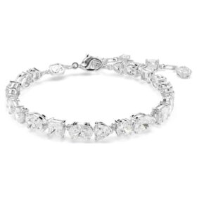 Pulseras Mesmera con cortes variados, blancas, chapadas en rodio