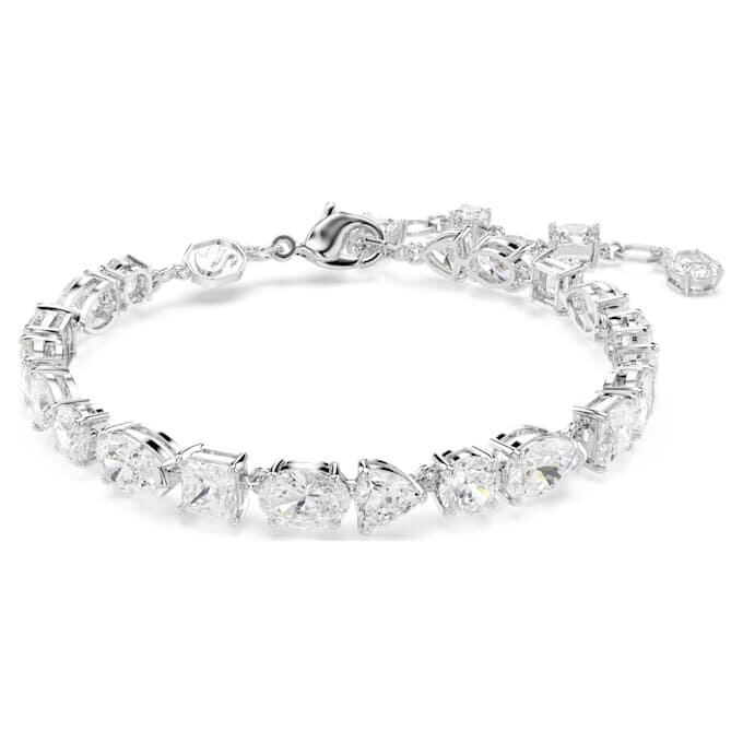 Pulseras Mesmera con cortes variados, blancas, chapadas en rodio Pulseras Mesmera con cortes variados, blancas, chapadas en rodio