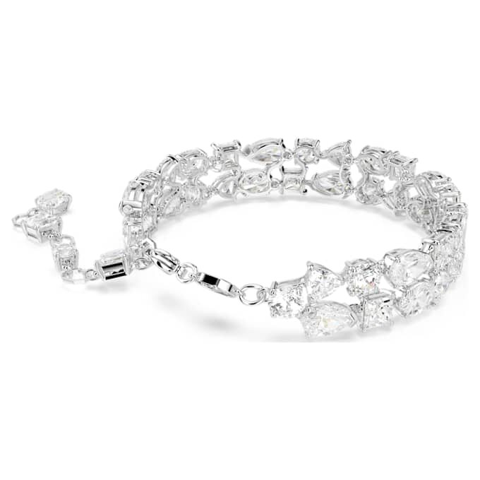 Pulseras Mesmera con cortes variados, blancas, chapadas en rodio Pulseras Mesmera con cortes variados, blancas, chapadas en rodio