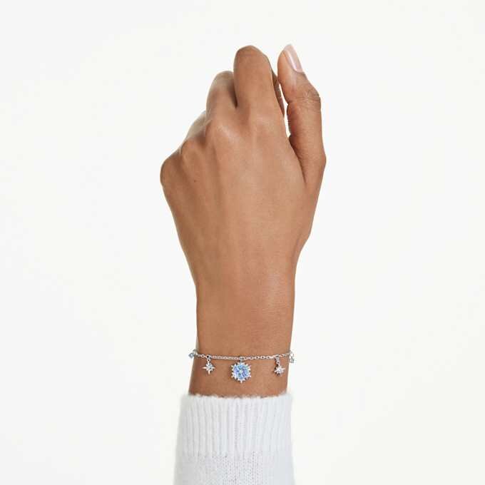 Pulseras mágicas «Copo de nieve», azul, chapada en rodio Pulseras mágicas «Copo de nieve», azul, chapada en rodio