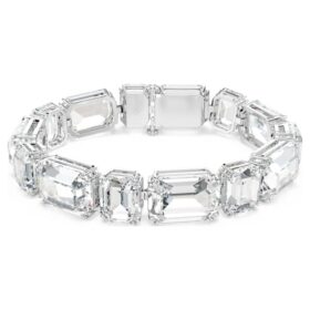 Pulseras Millenia con corte octogonal, blanca, chapada en rodio