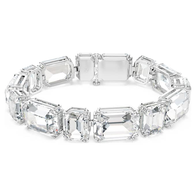 Pulseras Millenia con corte octogonal, blanca, chapada en rodio Pulseras Millenia con corte octogonal, blanca, chapada en rodio