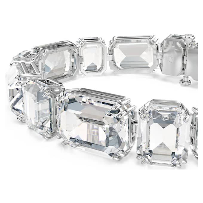 Pulseras Millenia con corte octogonal, blanca, chapada en rodio Pulseras Millenia con corte octogonal, blanca, chapada en rodio