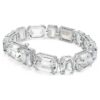 Pulseras Millenia con corte octogonal, blanca, chapada en rodio Pulseras Millenia con corte octogonal, blanca, chapada en rodio