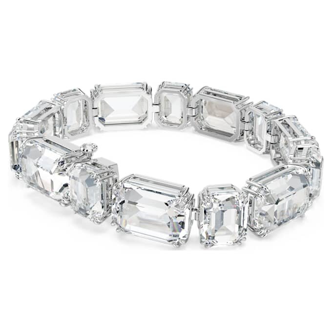 Pulseras Millenia con corte octogonal, blanca, chapada en rodio Pulseras Millenia con corte octogonal, blanca, chapada en rodio