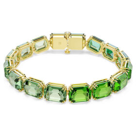 Pulseras Millenia con corte octogonal, degradado de color, verde, chapada en tono dorado Pulseras Millenia con corte octogonal, degradado de color, verde, chapada en tono dorado