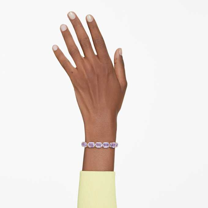Pulseras Millenia con corte octogonal, morada, chapada en tono dorado Pulseras Millenia con corte octogonal, morada, chapada en tono dorado
