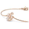 Pulseras Swan con cortes mixtos, cisne, blanco, chapada en tono oro rosa Pulseras Swan con cortes mixtos, cisne, blanco, chapada en tono oro rosa