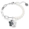 Pulseras Swan Crystal Pearl, cisne, negro, acabado de metales mixtos