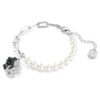 Pulseras Swan Crystal Pearl, cisne, negro, acabado de metales mixtos