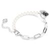 Pulseras Swan Crystal Pearl, cisne, negro, acabado de metales mixtos