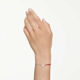 Pulseras Symbolica con perla de cristal, pavé, herradura, blanca, chapada en tono oro rosa Pulseras Symbolica con perla de cristal, pavé, herradura, blanca, chapada en tono oro rosa