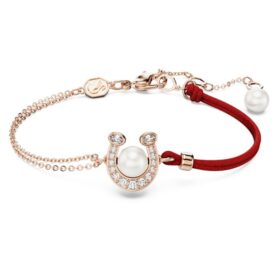 Pulseras Symbolica con perla de cristal, pavé, herradura, blanca, chapada en tono oro rosa Pulseras Symbolica con perla de cristal, pavé, herradura, blanca, chapada en tono oro rosa