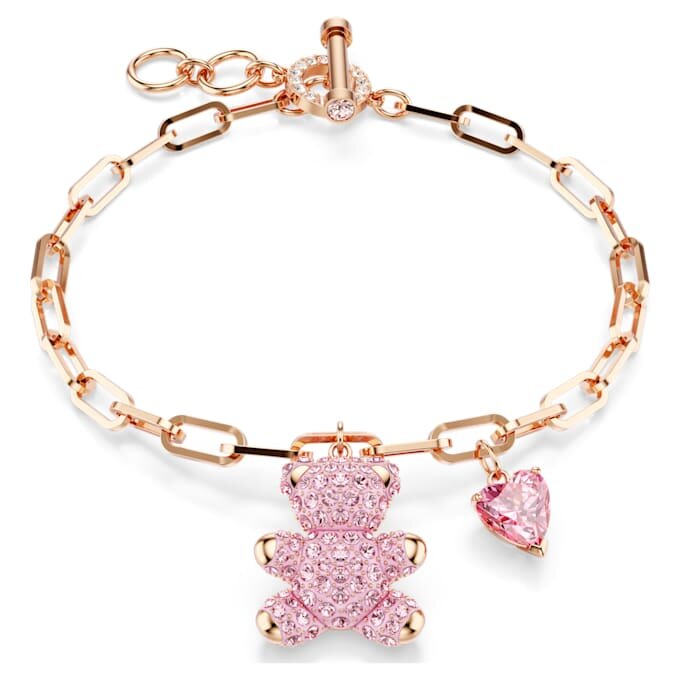 Pulseras Teddy Bear, rosa, chapada en tono oro rosa Pulseras Teddy Bear, rosa, chapada en tono oro rosa