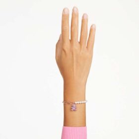 Pulseras Teddy con perla de cristal, osito, rosa, chapada en tono oro rosa Pulseras Teddy con perla de cristal, osito, rosa, chapada en tono oro rosa