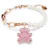 Pulseras Teddy con perla de cristal, osito, rosa, chapada en tono oro rosa Pulseras Teddy con perla de cristal, osito, rosa, chapada en tono oro rosa