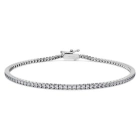 Pulseras tipo «tenis» de eternidad con diamantes cultivados en laboratorio, 1,5 Ct en total, forma redonda, oro blanco de 14K Pulseras tipo «tenis» de eternidad con diamantes cultivados en laboratorio, 1,5 Ct en total, forma redonda, oro blanco de 14K