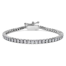 Pulseras tipo tenis «Eternity» con diamantes cultivados en laboratorio, 3 ct en total, forma redonda, oro blanco de 14K Pulseras tipo tenis «Eternity» con diamantes cultivados en laboratorio, 3 ct en total, forma redonda, oro blanco de 14K