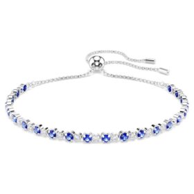 Pulseras tipo tenis Matrix con cortes redondos mixtos, azul, chapada en rodio Pulseras tipo tenis Matrix con cortes redondos mixtos, azul, chapada en rodio
