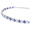 Pulseras tipo tenis Matrix con cortes redondos mixtos, azul, chapada en rodio