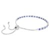 Pulseras tipo tenis Matrix con cortes redondos mixtos, azul, chapada en rodio