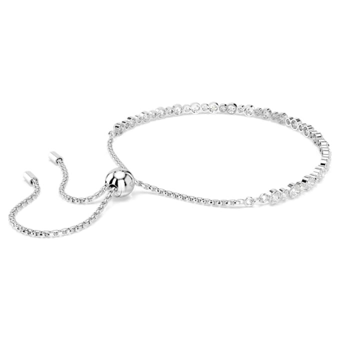 Pulseras tipo tenis Matrix con cortes redondos mixtos, blanca, chapada en rodio Pulseras tipo tenis Matrix con cortes redondos mixtos, blanca, chapada en rodio