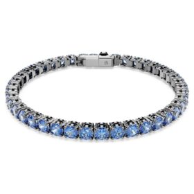 Pulseras tipo tenis Matrix, corte redondo, azul, chapada en rutenio Pulseras tipo tenis Matrix, corte redondo, azul, chapada en rutenio