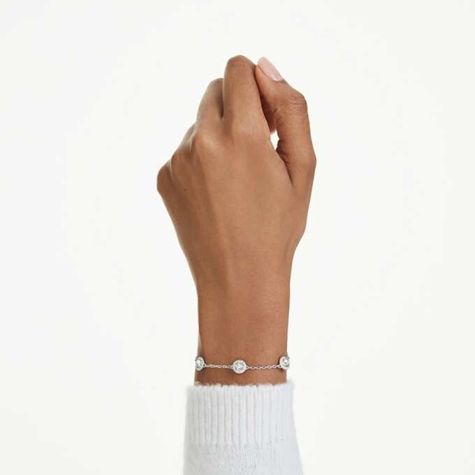 Pulseras Una Angelic con motivos de doble cara y corte redondo, blanca, chapada en rodio Pulseras Una Angelic con motivos de doble cara y corte redondo, blanca, chapada en rodio