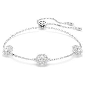 Pulseras Una Angelic con motivos de doble cara y corte redondo, blanca, chapada en rodio Pulseras Una Angelic con motivos de doble cara y corte redondo, blanca, chapada en rodio