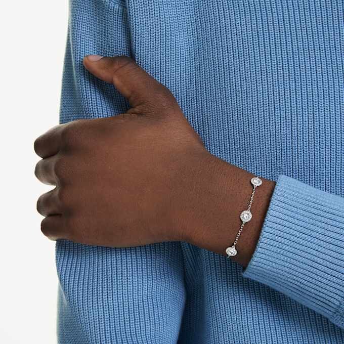Pulseras Una Angelic con motivos de doble cara y corte redondo, blanca, chapada en rodio Pulseras Una Angelic con motivos de doble cara y corte redondo, blanca, chapada en rodio