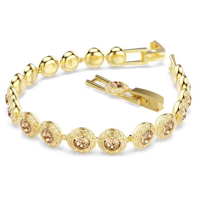 Pulseras Una Angelic, corte redondo, color caramelo, chapada en tono dorado Pulseras Una Angelic, corte redondo, color caramelo, chapada en tono dorado