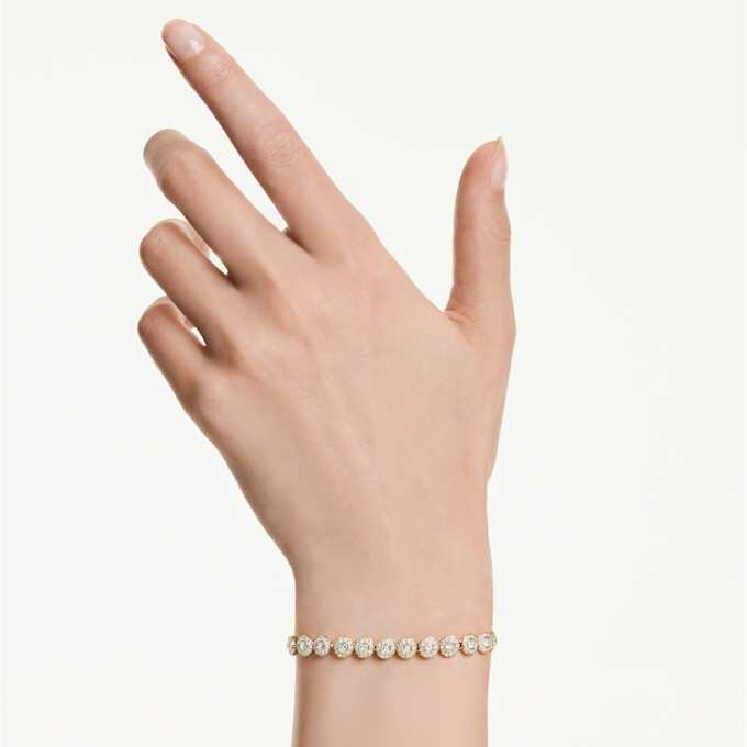 Pulseras Una Angelic de corte redondo, blanca, chapada en tono dorado Pulseras Una Angelic de corte redondo, blanca, chapada en tono dorado