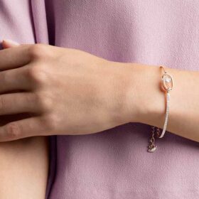 Pulseras Una, corte redondo, forma ovalada, blanca, chapada en tono oro rosa Pulseras Una, corte redondo, forma ovalada, blanca, chapada en tono oro rosa