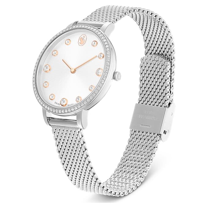 Reloj Clarica de fabricación suiza, pulsera de metal, tono plateado, acero inoxidable Reloj Clarica de fabricación suiza, pulsera de metal, tono plateado, acero inoxidable