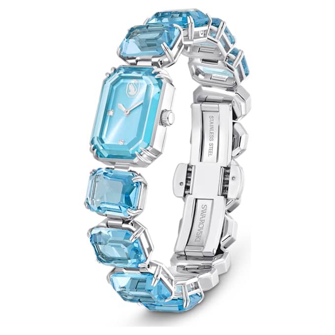 Reloj con pulsera de corte octogonal, azul, acero inoxidable Reloj con pulsera de corte octogonal, azul, acero inoxidable