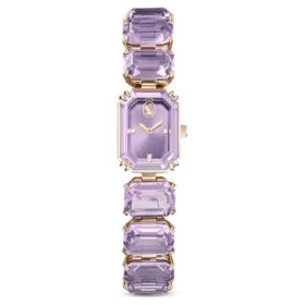 Reloj con pulsera de corte octogonal, color púrpura, acabado dorado champán Reloj con pulsera de corte octogonal, color púrpura, acabado dorado champán