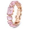 Reloj con pulsera de cristales de corte octogonal, rosa, acabado en tono oro rosa Reloj con pulsera de cristales de corte octogonal, rosa, acabado en tono oro rosa