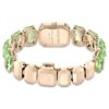 Reloj con pulsera de cristales de corte octogonal, verde, acabado dorado champán Reloj con pulsera de cristales de corte octogonal, verde, acabado dorado champán