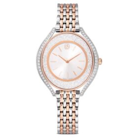 Reloj Crystalline Aura de fabricación suiza, brazalete de metal, tono oro rosa, acabado de metales mixtos
